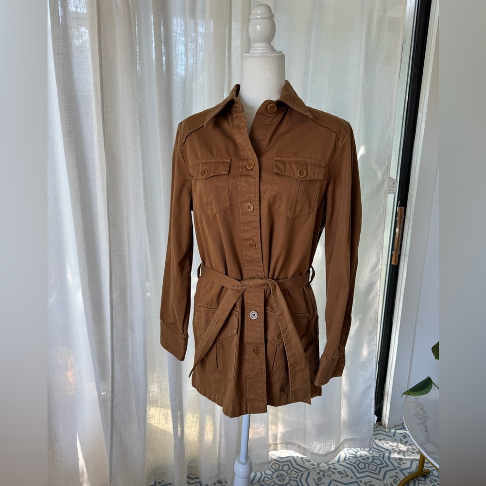 L.L. Bean Utility Jacket Women’s Size 12 – Brown Belted Cotton Safari Coat